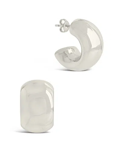 Sterling Forever Rhodium Plated Marley Tube Hoops In Metallic