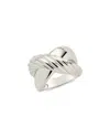 Sterling Forever Rhodium Plated Myra Cross Ring In Silver