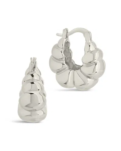 Sterling Forever Rhodium Plated Petite Croissant Hoops In White