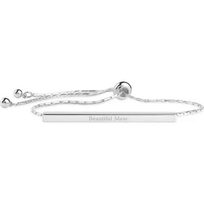 Sterling Forever Rhodium Plated Plated Inspirational Bar Slider Bracelet In Silver - Beautiful Mess