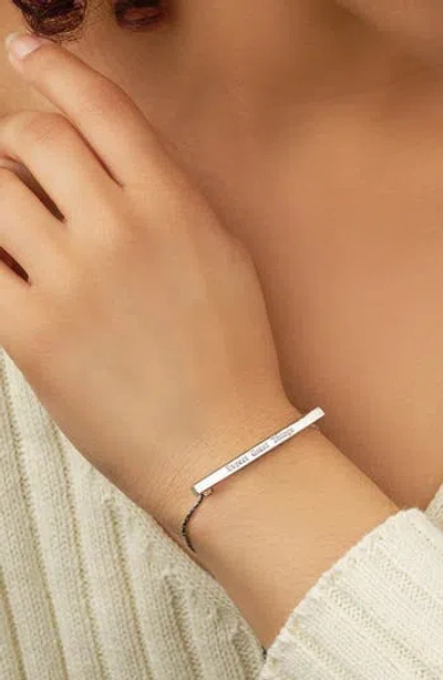 Sterling Forever Rhodium Plated Plated Inspirational Bar Slider Bracelet In Silver - Perfectly Imperfect
