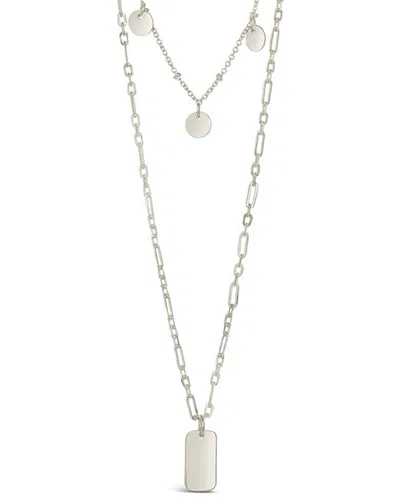 STERLING FOREVER STERLING FOREVER RHODIUM PLATED TAG & DISC NECKLACE