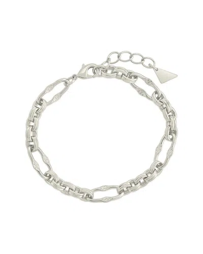 STERLING FOREVER STERLING FOREVER RHODIUM PLATED TEGAN TEXTURED LONG LINK BRACELET
