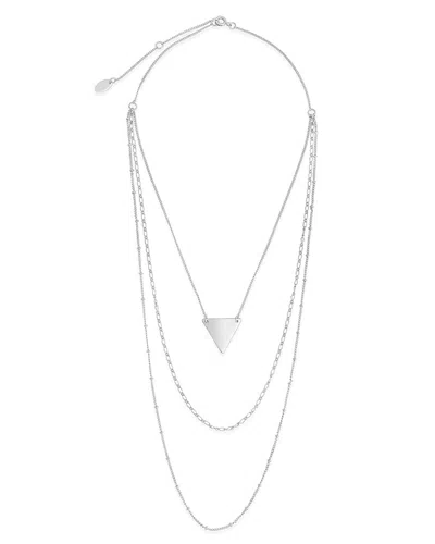 Sterling Forever Rhodium Plated Triangle Layered Necklace