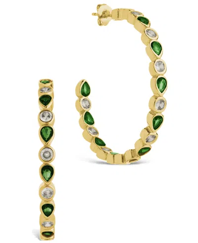Sterling Forever Rhodium-plated Brass Bezel Set Mixed Cubic Zirconia Hoop Earrings In Multi