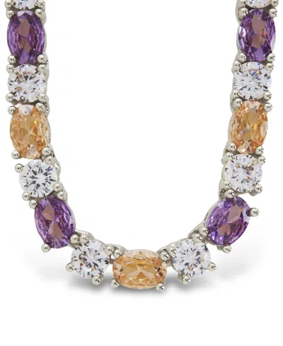 Sterling Forever Rhodium-plated Brass Ophelia Tennis Necklace In Multi