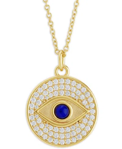 Sterling Forever Rhodium-plated Brass Pave Cubic Zirconia Evil Eye Pendant Necklace In Gold