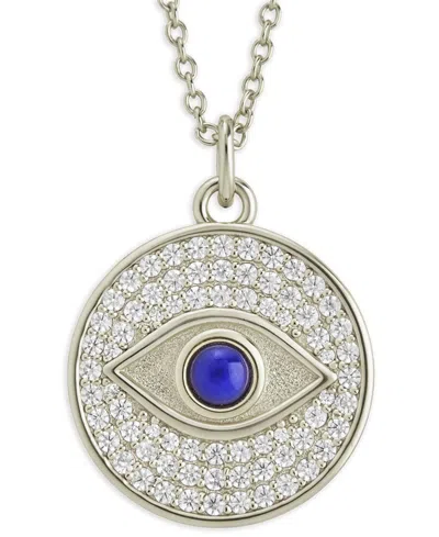 Sterling Forever Rhodium-plated Brass Pave Cubic Zirconia Evil Eye Pendant Necklace In Multi