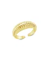 Sterling Forever Ribbed Open Bombe Ring In Gold