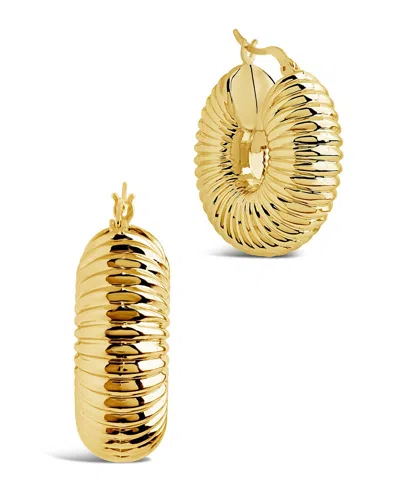 Sterling Forever Ribbed Statement Hoop Earrings In Gold