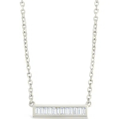 Sterling Forever Ricki Cubic Zirconia Bar Pendant Necklace