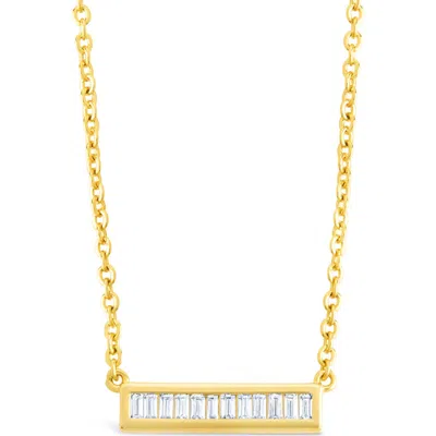 Sterling Forever Ricki Cubic Zirconia Bar Pendant Necklace In Gold