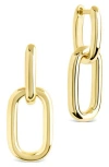 Sterling Forever Rima Oval Link Drop Huggie Hoop Earrings In Gold