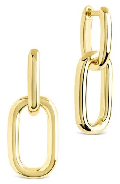 Sterling Forever Rima Oval Link Drop Huggie Hoop Earrings In Gold