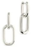 Sterling Forever Rima Oval Link Drop Huggie Hoop Earrings In Silver