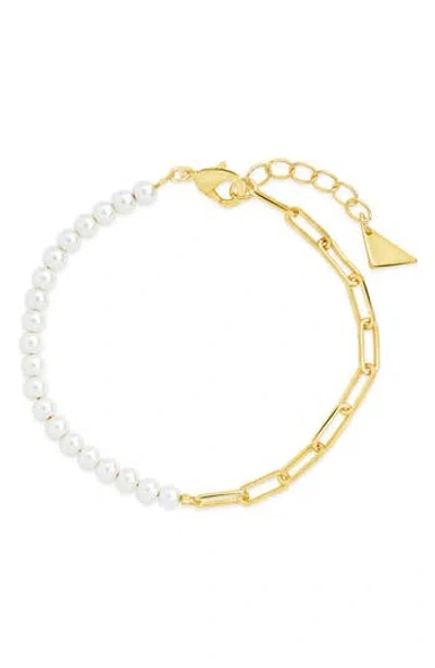 Sterling Forever River Pearl & Paper Clip Chain Necklace In Gold