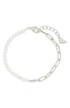 Sterling Forever River Pearl & Paper Clip Chain Necklace In Silver