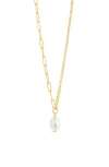 Sterling Forever River Pearl Mixed Chain Necklace In Gold