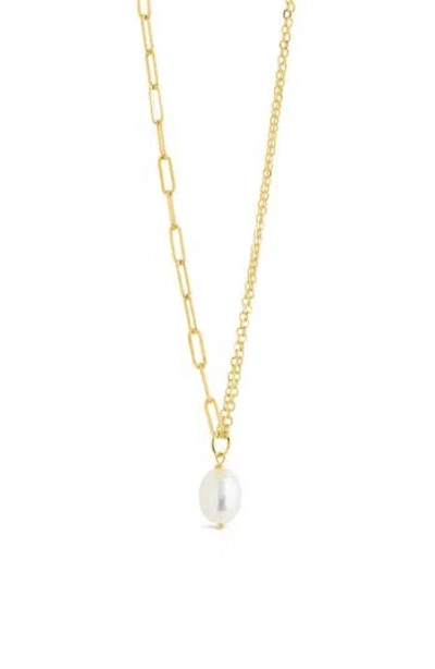 Sterling Forever River Pearl Mixed Chain Necklace In Gold