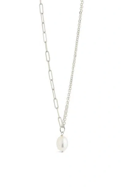 Sterling Forever River Pearl Mixed Chain Necklace In Silver