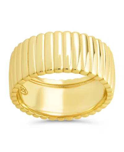 Sterling Forever Robyn Ribbed Band Ring In Gold