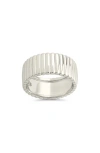 Sterling Forever Robyn Ribbed Band Ring In Metallic