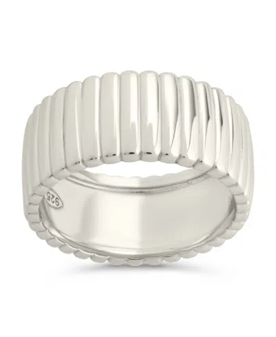 Sterling Forever Robyn Ribbed Band Ring In Metallic