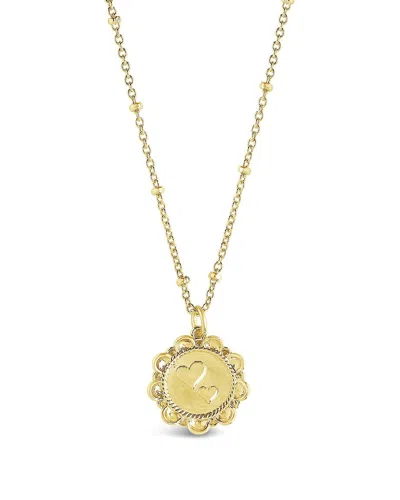 Sterling Forever 14k Plated Rope Heart Medallion Pendant In Gold