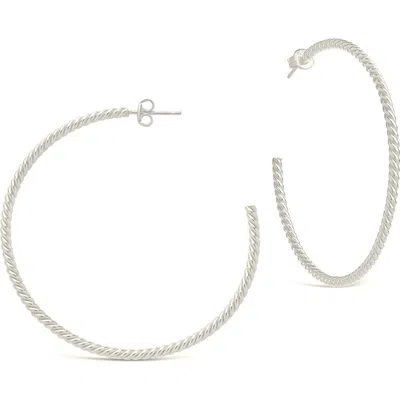Sterling Forever Rope Twist Hoop Earrings In Metallic