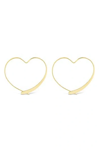 Sterling Forever Rorie Heart Threader Hoop Earrings In Gold