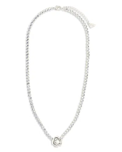 Sterling Forever Rosa Cubic Zirconia & Cultured Freshwater Pearl 3d Rose Pendant Necklace, 16-18 In Silver