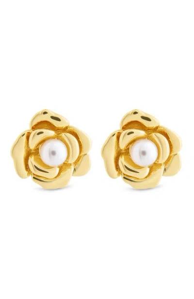 Sterling Forever Rosa Faux Pearl Flower Stud Earrings