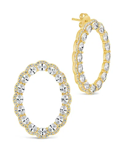 Sterling Forever Rosario Cz Oval Stud Earrings In Gold