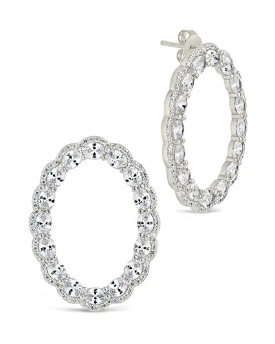 Sterling Forever Rosario Cz Oval Stud Earrings In Silver