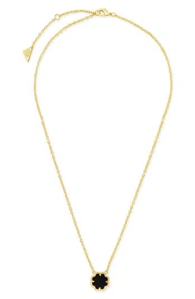 Sterling Forever 14k Plated Black Onyx Pendant Necklace In Rose