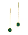 Sterling Forever Rose Petal Long Drop Earrings In Gold,malachite