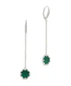 Sterling Forever Malachite Long Drop Earrings In Silver,malachite
