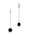 Sterling Forever Black Onyx Long Drop Earrings In Silver,onyx