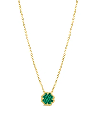 Sterling Forever Rose Petal Pendant Necklace In Gold,malachite