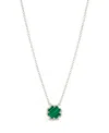 Sterling Forever Rose Petal Pendant Necklace In Silver,malachite