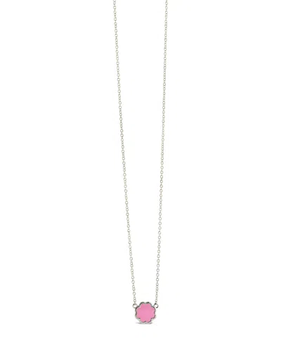 Sterling Forever Rose Petal Pendant Necklace In Silver,pink Enamel