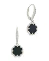 Sterling Forever Black Onyx Short Drop Earrings In Silver,onyx