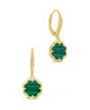 Sterling Forever 14k Plated Malachite Short Drop Earrings In Gold,malachite