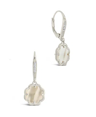 STERLING FOREVER ROSE PETAL SHORT DROP EARRINGS
