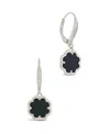 Sterling Forever Black Onyx Short Drop Earrings In Silver,onyx