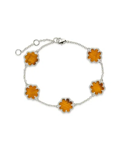 Sterling Forever Rose Petal Station Bracelet In Burgundy