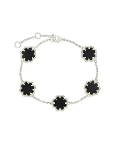 Sterling Forever Rose Petal Station Bracelet In Black
