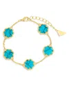 Sterling Forever Rose Petal Station Bracelet In Blue/gold