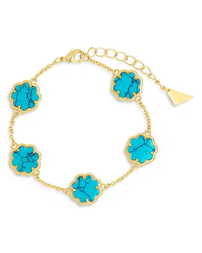 Sterling Forever Rose Petal Station Bracelet In Blue/gold