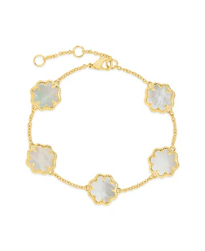 Sterling Forever 14k Plated Rose Petal Station Bracelet In Gold